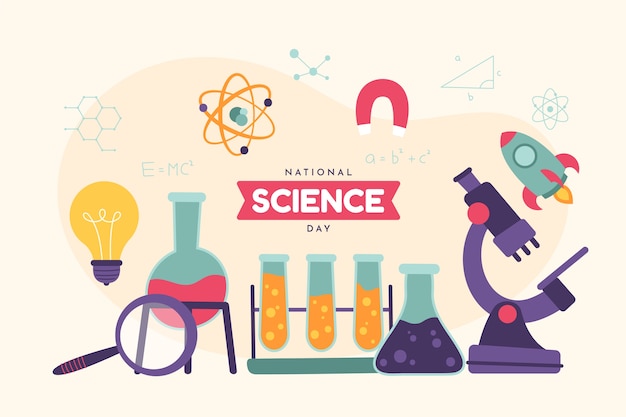 Fondo plano del día nacional de la ciencia
