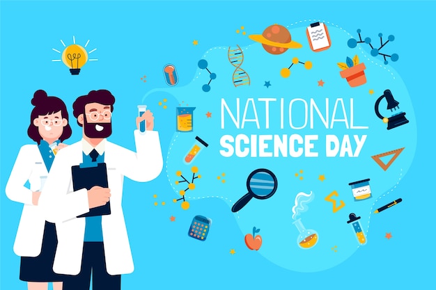 Fondo plano del día nacional de la ciencia