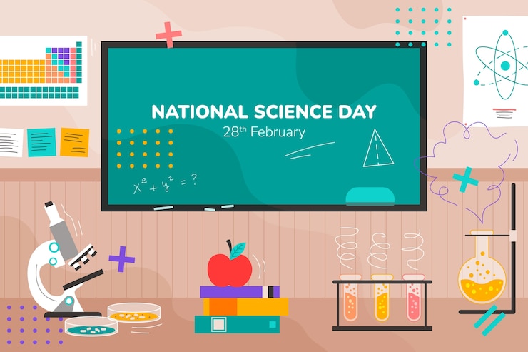 Vector gratuito fondo plano del día nacional de la ciencia