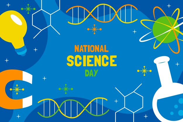 Fondo plano del día nacional de la ciencia