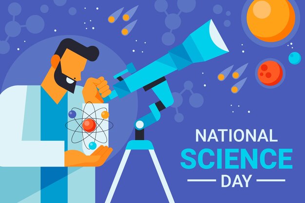 Fondo plano del día nacional de la ciencia
