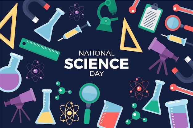 Fondo plano del día nacional de la ciencia