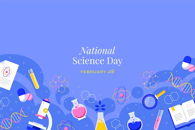 Vector gratuito fondo plano del día nacional de la ciencia