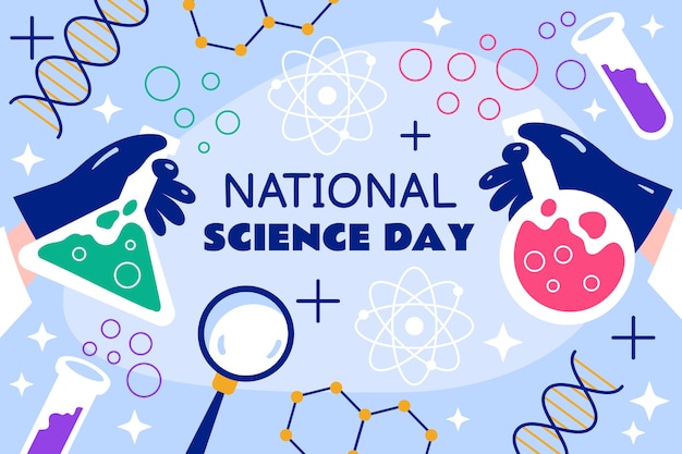 Fondo plano del día nacional de la ciencia