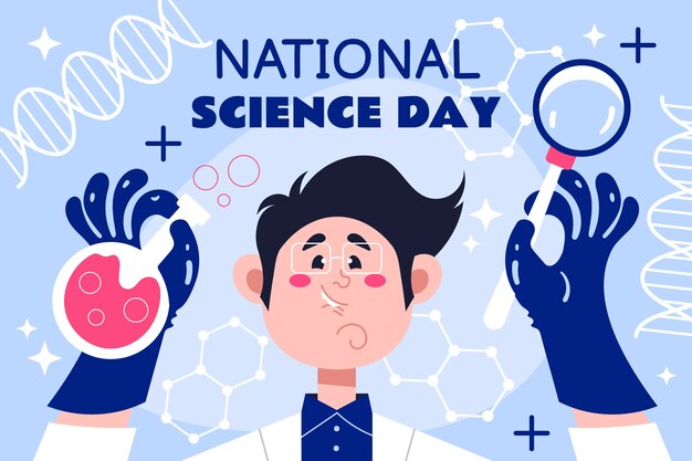 Fondo plano del día nacional de la ciencia