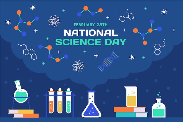 Fondo plano del día nacional de la ciencia