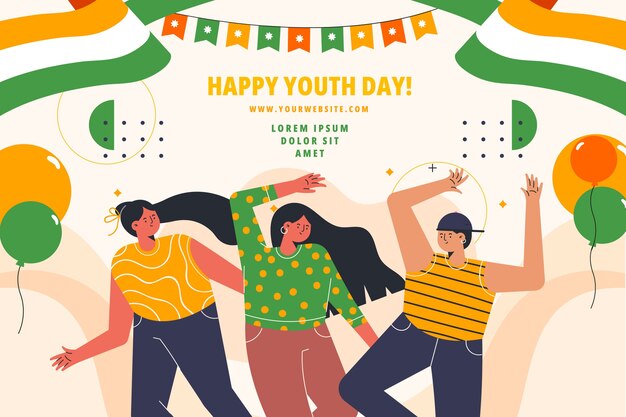 Fondo plano del día nacional de la juventud