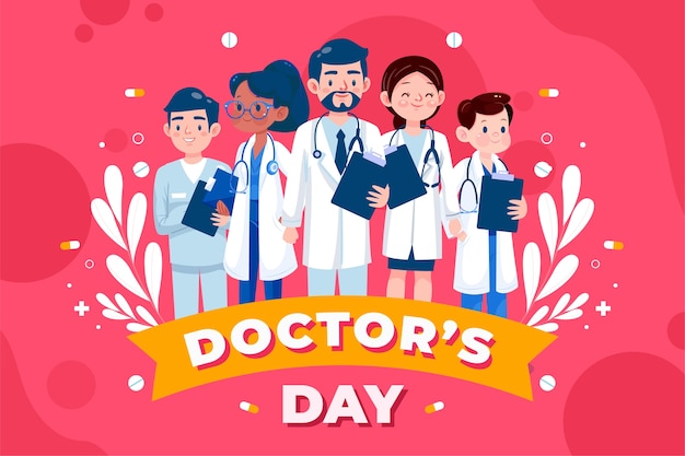 Vector gratuito fondo plano del día nacional del médico