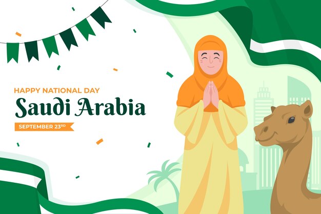 Fondo plano del día nacional saudí