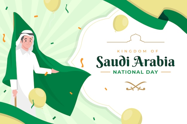 Fondo plano del día nacional saudí
