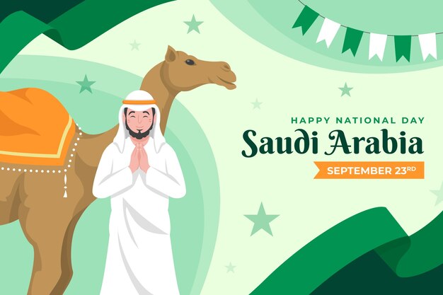Fondo plano del día nacional saudí