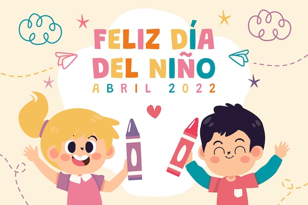 Fondo plano del día del niño en español