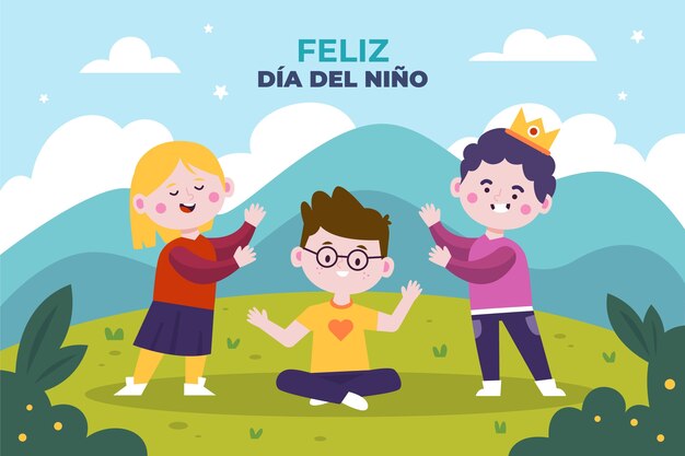 Fondo plano del día del niño en español