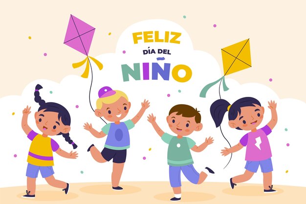 Fondo plano del día del niño en español
