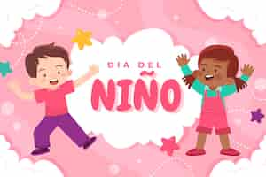 Vector gratuito fondo plano del día del niño en español