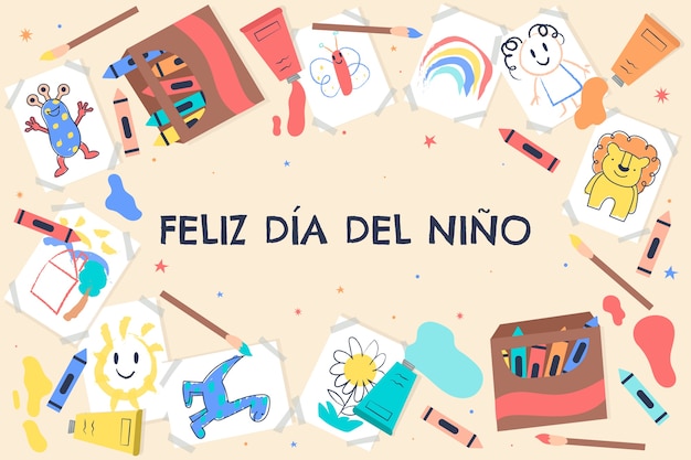 Fondo plano del día del niño en español