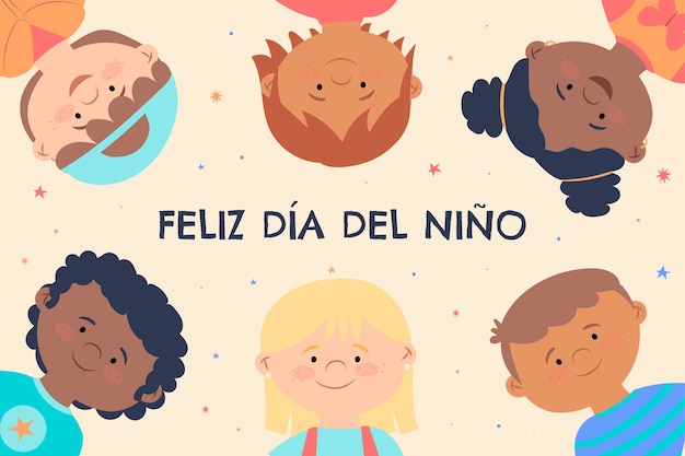 Vector gratuito fondo plano del día del niño en español