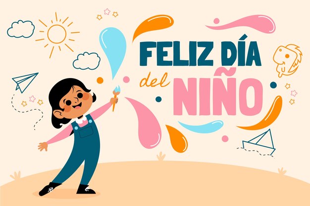 Fondo plano del día del niño en español