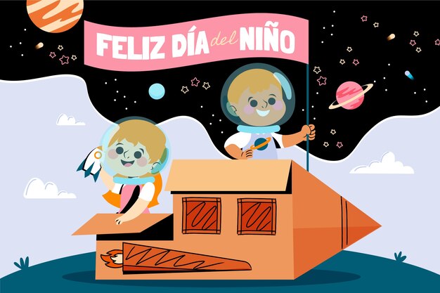 Fondo plano del día del niño en español