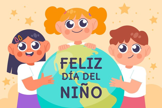 Fondo plano del día del niño en español
