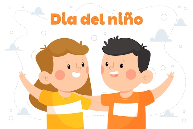 Vector gratuito fondo plano del día del niño en español