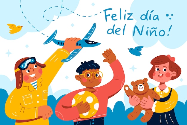 Fondo plano del día del niño en español