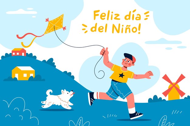 Fondo plano del día del niño en español