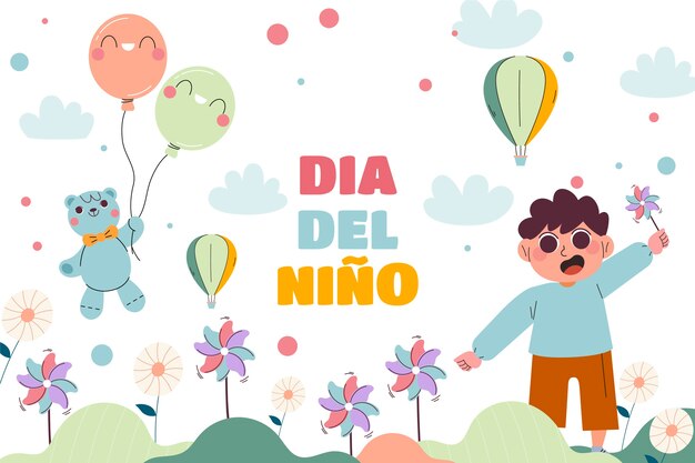 Fondo plano del día del niño en español