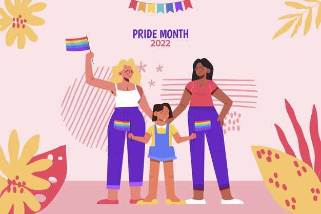 Fondo plano del día del orgullo lgbt dibujado a mano
