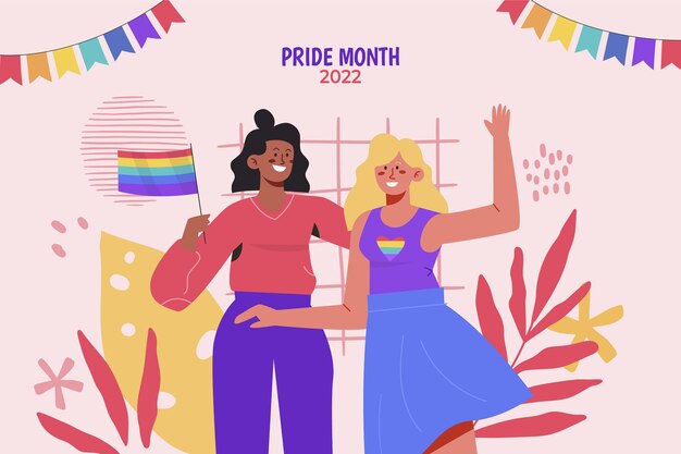 Fondo plano del día del orgullo lgbt dibujado a mano