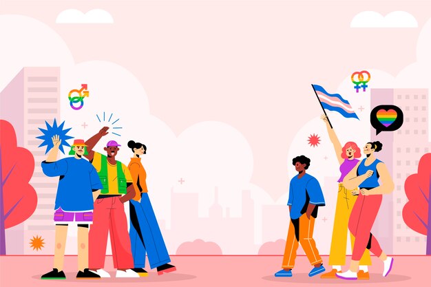 Fondo plano del día del orgullo lgbt dibujado a mano