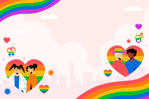 Fondo plano del día del orgullo lgbt dibujado a mano