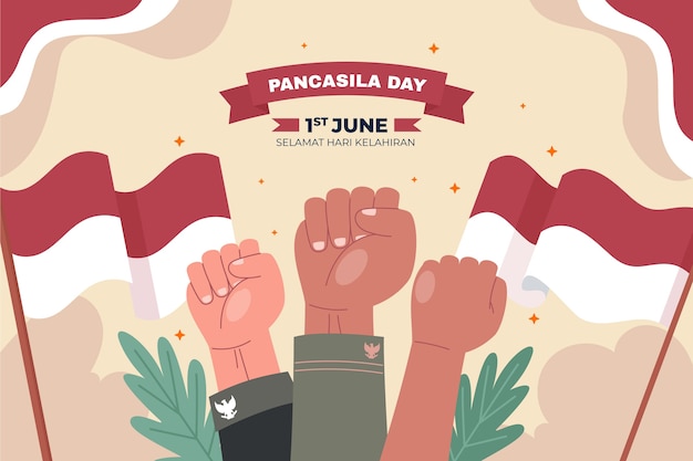 Vector gratuito fondo plano del día de la pancasila