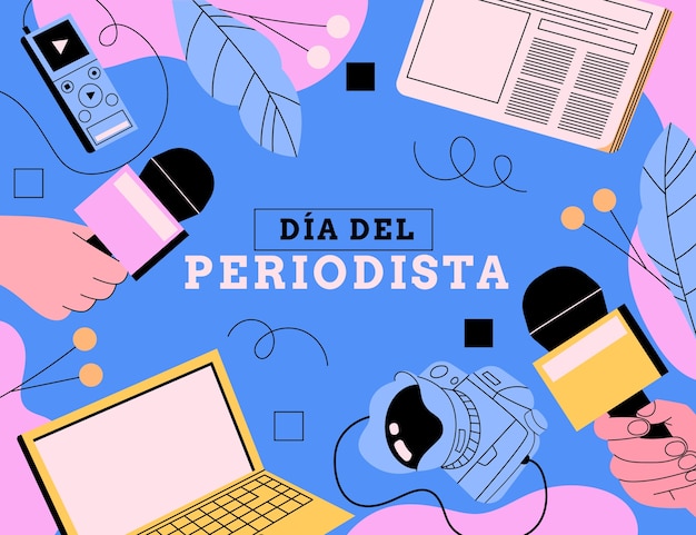 Vector gratuito fondo plano dia del periodista