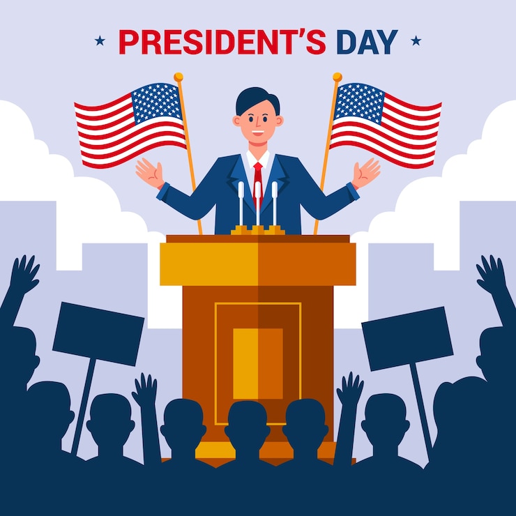 Vector gratuito fondo plano del día de los presidentes