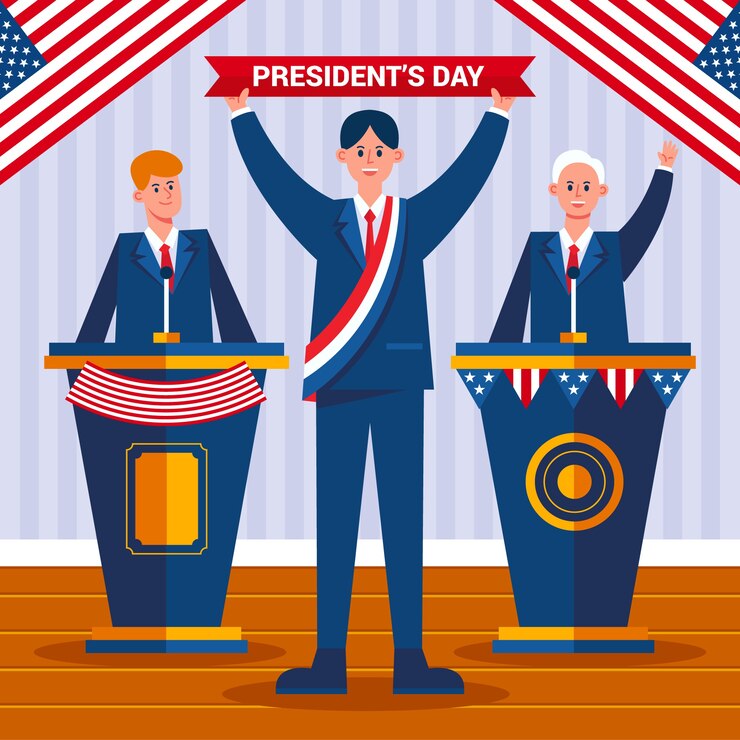 Vector gratuito fondo plano del día de los presidentes