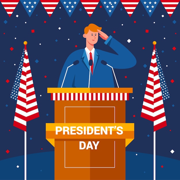 Vector gratuito fondo plano del día de los presidentes