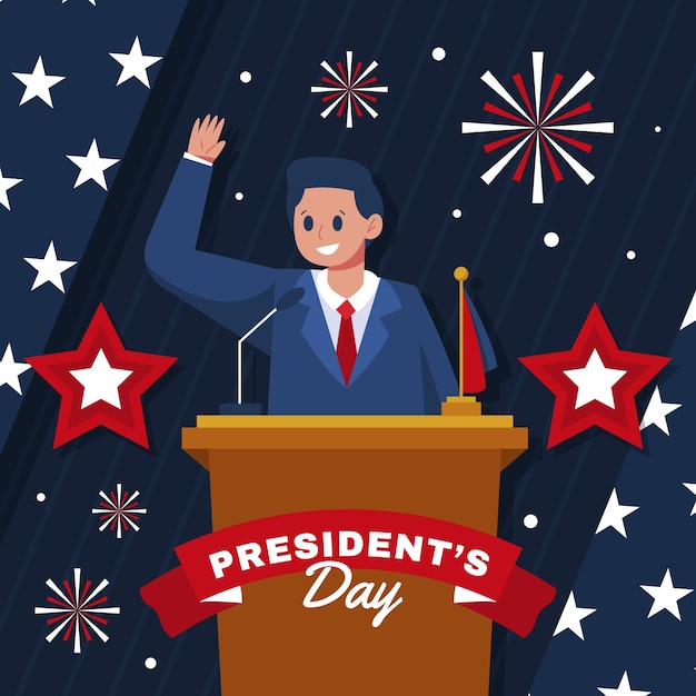 Vector gratuito fondo plano del día de los presidentes
