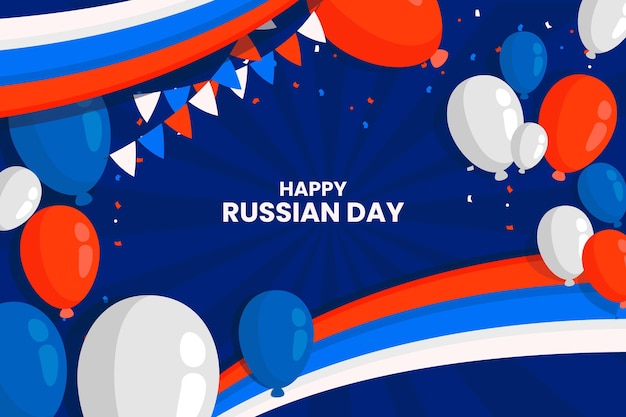 Vector gratuito fondo plano del día de rusia con globos