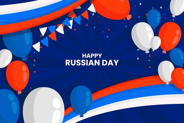 Fondo plano del día de rusia con globos