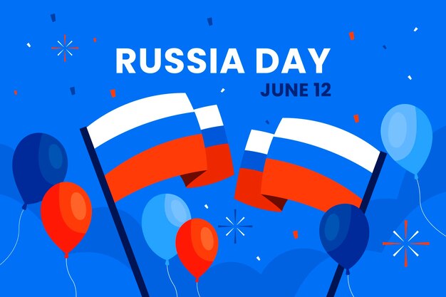 Fondo plano del día de rusia con globos
