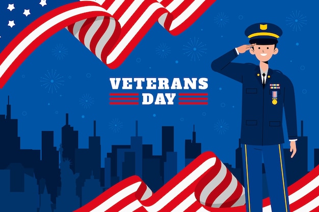 Vector gratuito fondo plano del día de los veteranos