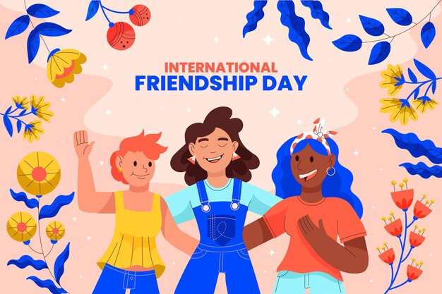 Fondo plano dibujado a mano del día de la amistad