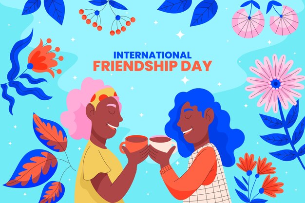 Fondo plano dibujado a mano del día de la amistad