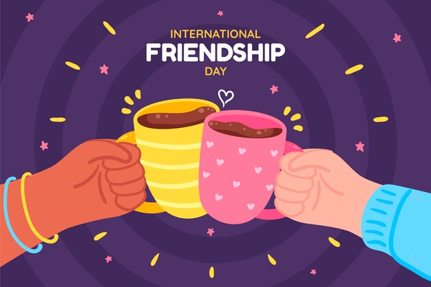 Fondo plano dibujado a mano del día de la amistad
