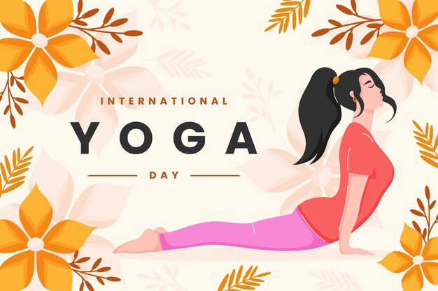 Fondo plano dibujado a mano del día internacional del yoga