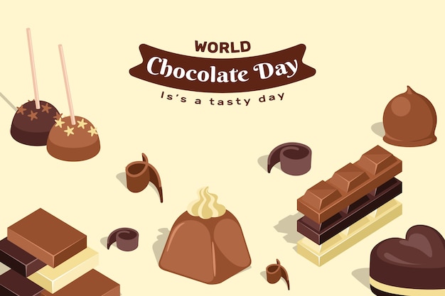 Fondo plano dibujado a mano del día mundial del chocolate