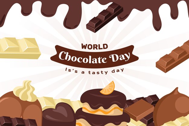 Fondo plano dibujado a mano del día mundial del chocolate