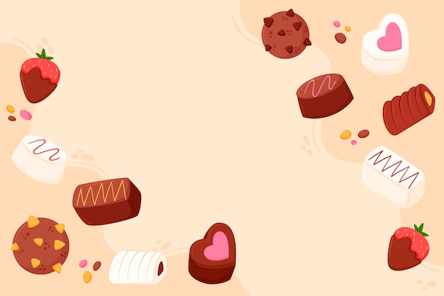 Vector gratuito fondo plano dibujado a mano del día mundial del chocolate