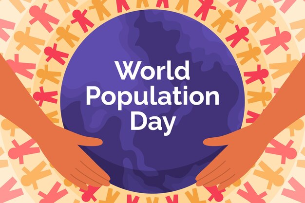 Fondo plano dibujado a mano del día mundial de la población